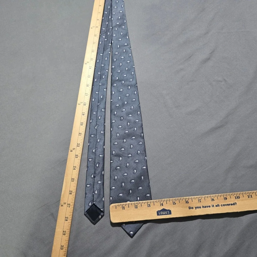 Brooks Brothers Necktie Mens OS Grey Blue Paisley Silk 346 Woven Pattern Tie